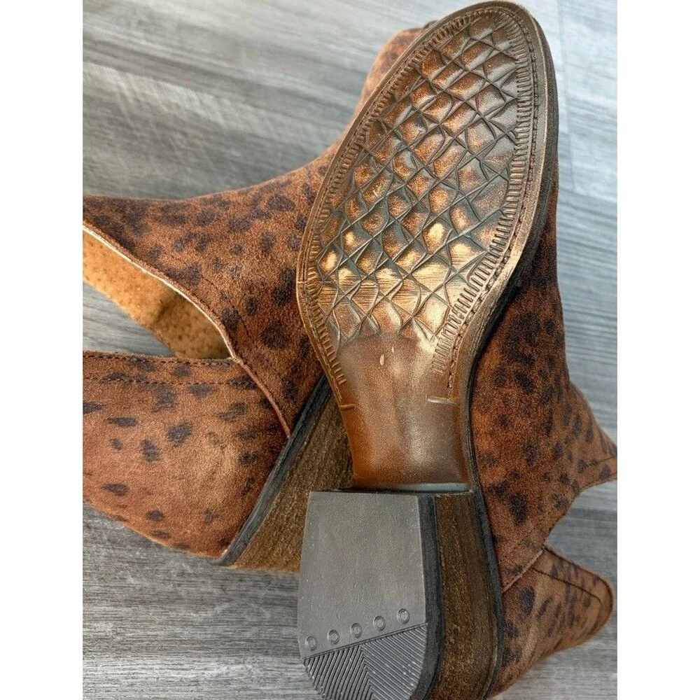 Corkys Girl Ankle Boots Women Size 6 Brown Leopard Cheetah Print Cut Out Booties